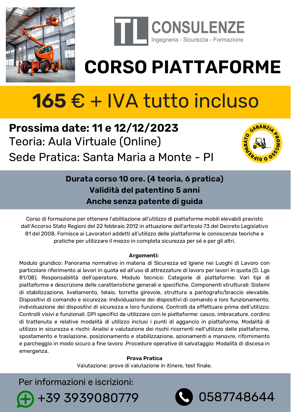  CORSO PIATTAFORME AEREE sc 11  dicembre