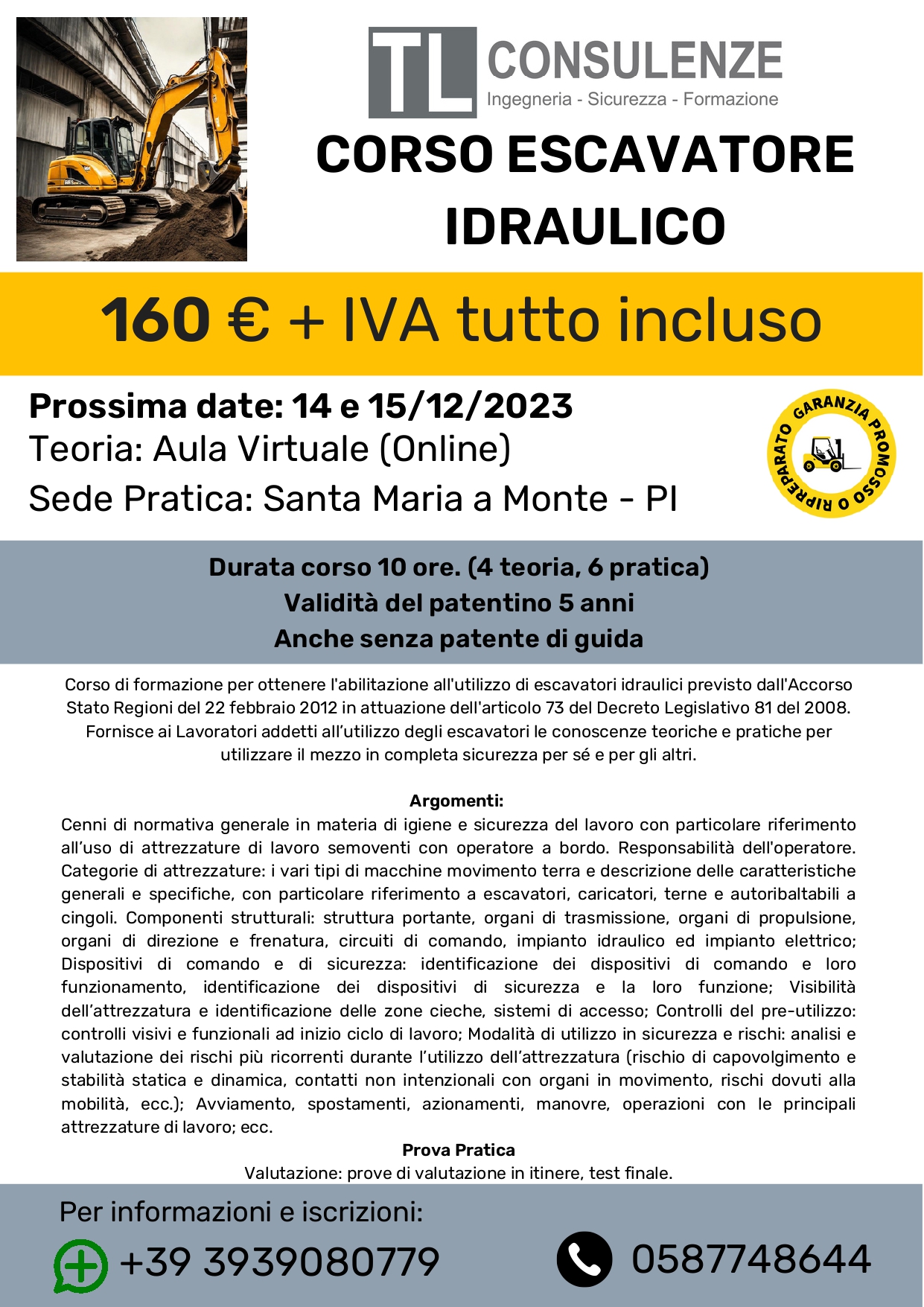 CORSO ESCAVATORE sc 14 dicembre.