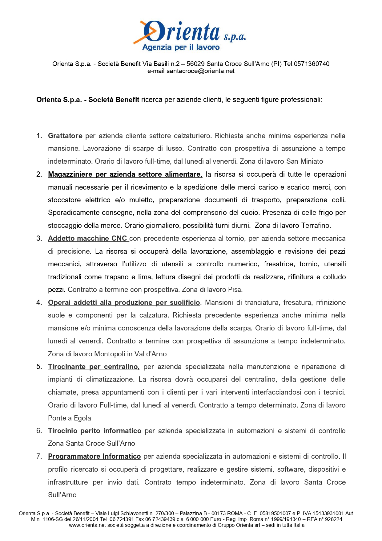 Offerte lavoro Orienta S. Croce pag. 1