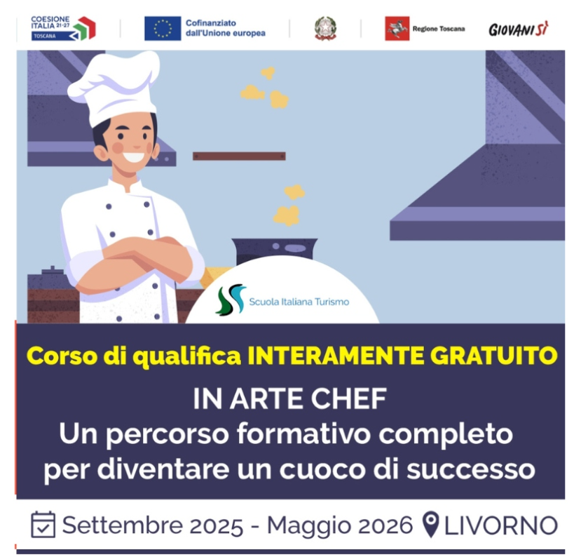 "Addetto all'approvvigionamento della cucina, conservazione e trattamento delle materie prime e alla preparazione dei pasti (IN ARTE CHEF)" prossimo alla partenza  (prorogati i termini di iscrizione al 05 settembre p.v.)
