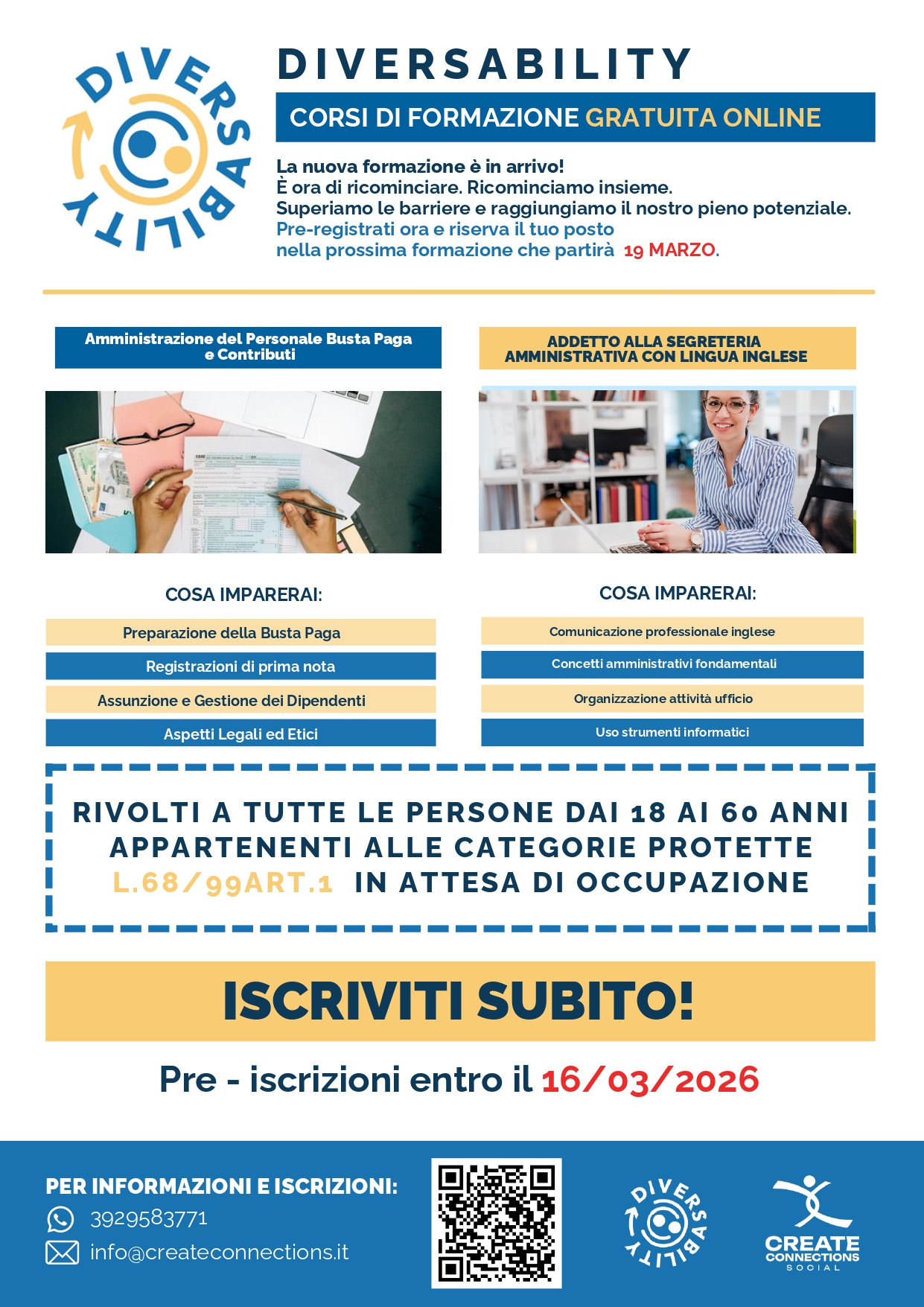 Corsi Gratuiti per Categorie Protette