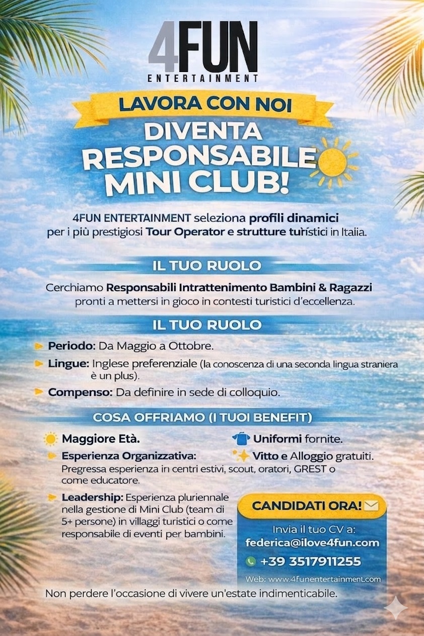Diventa Responsabile Mini Club - 4FUN